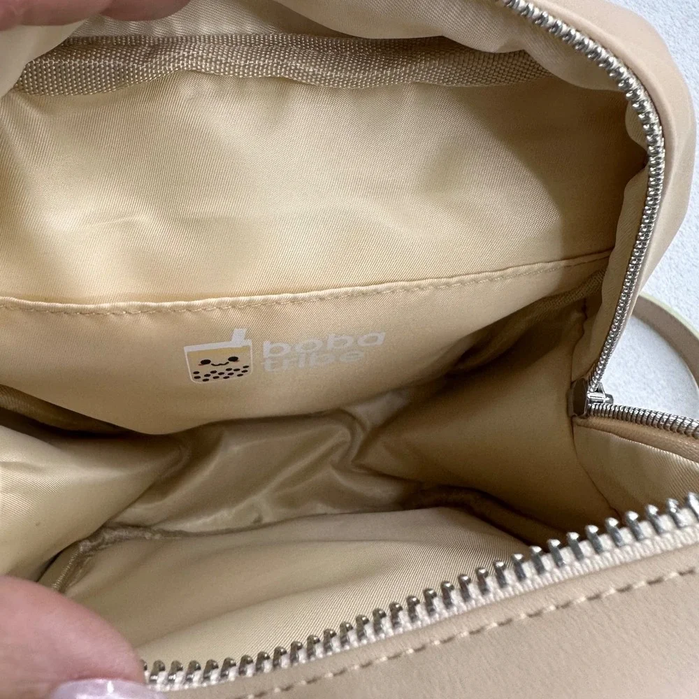 Boba‎ Tribe Mini Backpack Beige Kawaii Milk Tea Convertible Crossbody Bag